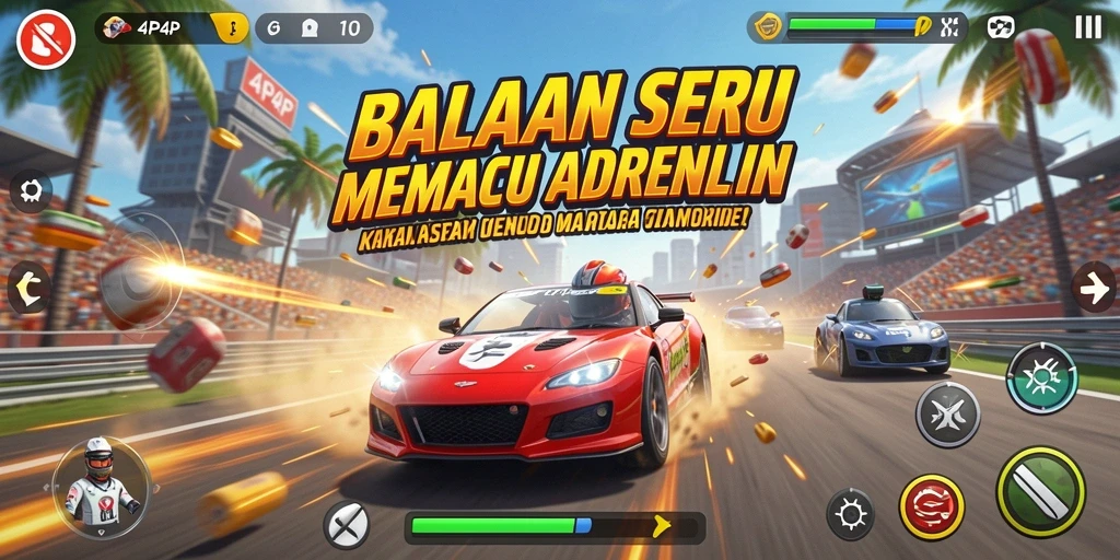 Tampilkan gameplay Racing menegangkan di 4P4P.