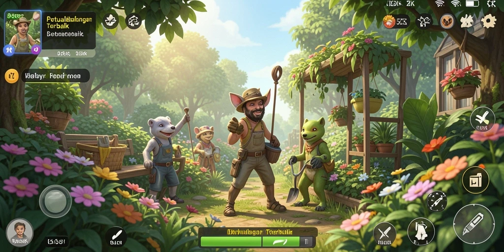 Tampilan menarik dari gameplay berkebun di 555ZK.