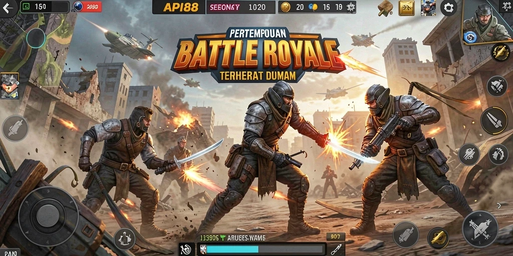 Tangkapan layar utama API88 menunjukkan intensitas pertempuran Battle Royale.