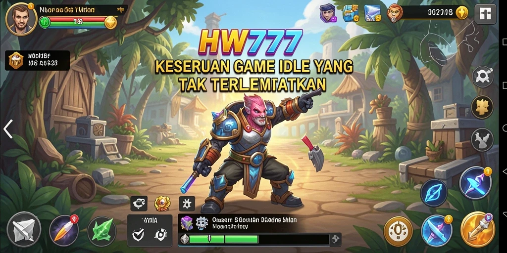 Screenshot utama HW777 menampilkan gameplay Idle yang seru dan menarik.