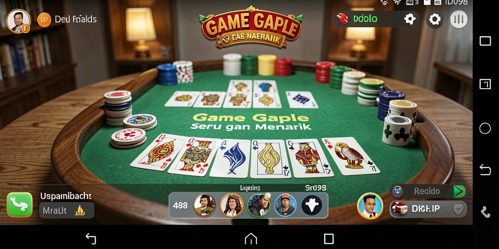 Tampilan gameplay yang menarik dengan suasana Gaple.