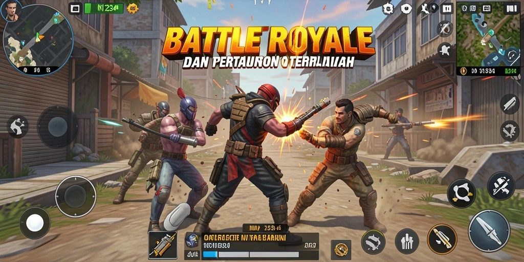Tampilan menegangkan dari gameplay Battle Royale IN1234.