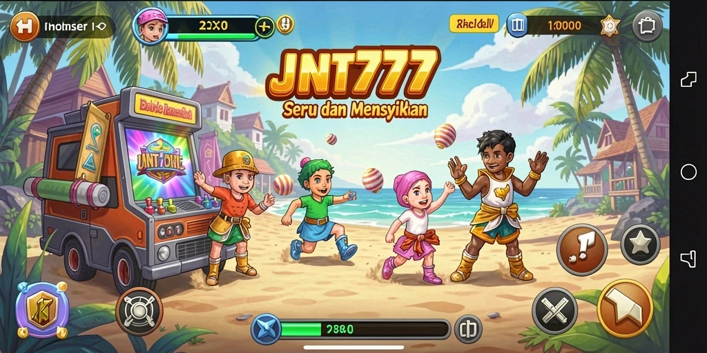 Tampilan gameplay seru dari JNT777 dengan grafis warna-warni.