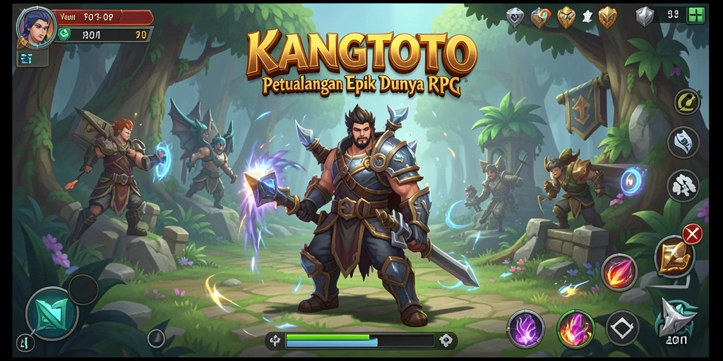 Tangkapan layar gameplay KANGTOTO menampilkan pertarungan seru di dunia fantasi.