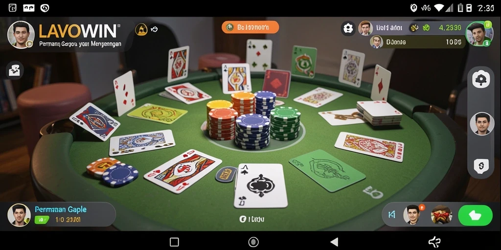 Screenshot gameplay LAVOWIN menampilkan suasana seru permainan Gaple.