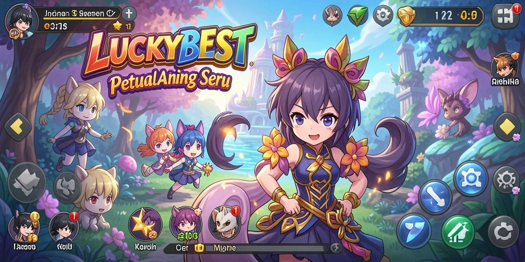 Screenshot gameplay LUCKYBEST yang menampilkan karakter anime dalam pertempuran.