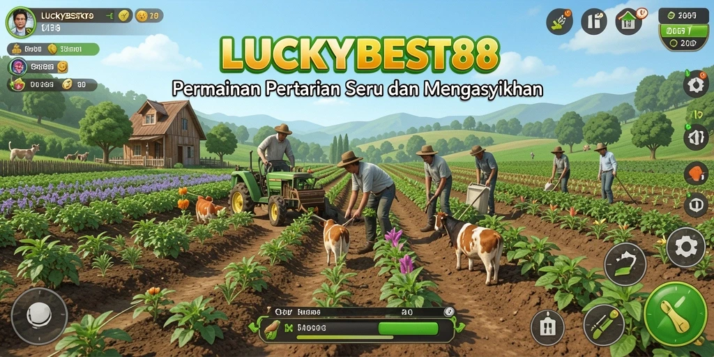 Tangkapan layar gameplay LUCKYBEST88 yang menampilkan kebun yang rimbun.