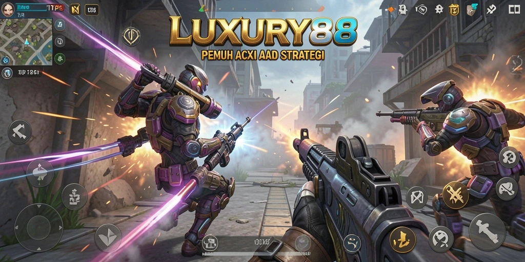 Screenshot gameplay LUXURY88 menampilkan aksi pertempuran intens.
