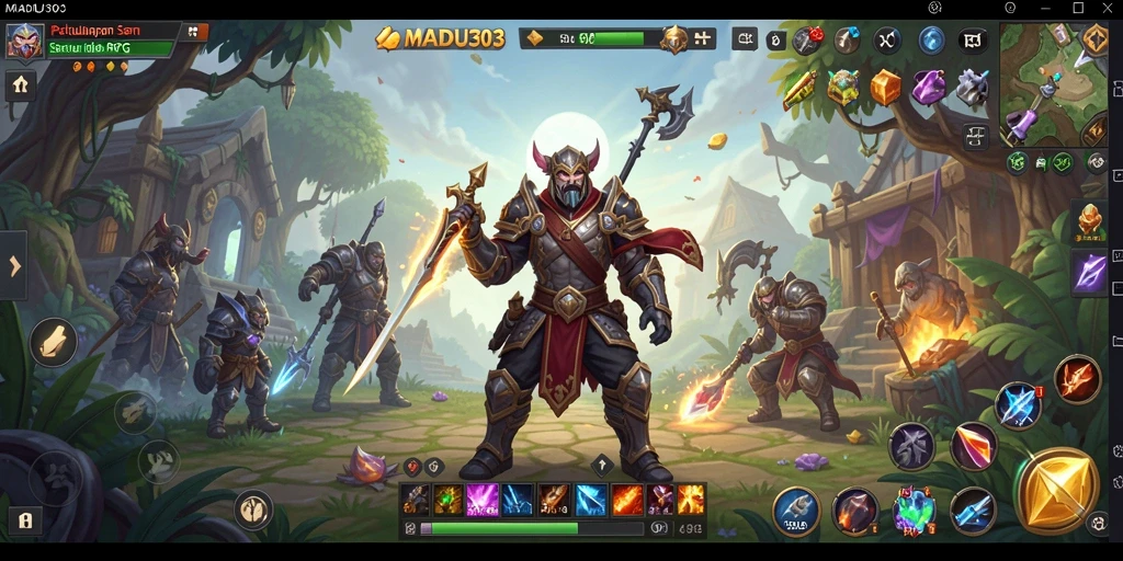 Tampilan seru dari pertempuran dalam MADU303 dengan elemen ARPG.