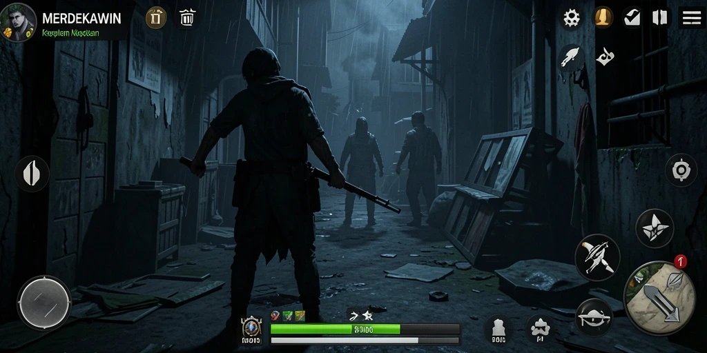 Screenshot gameplay menakutkan MERDEKAWIN yang penuh ketegangan.