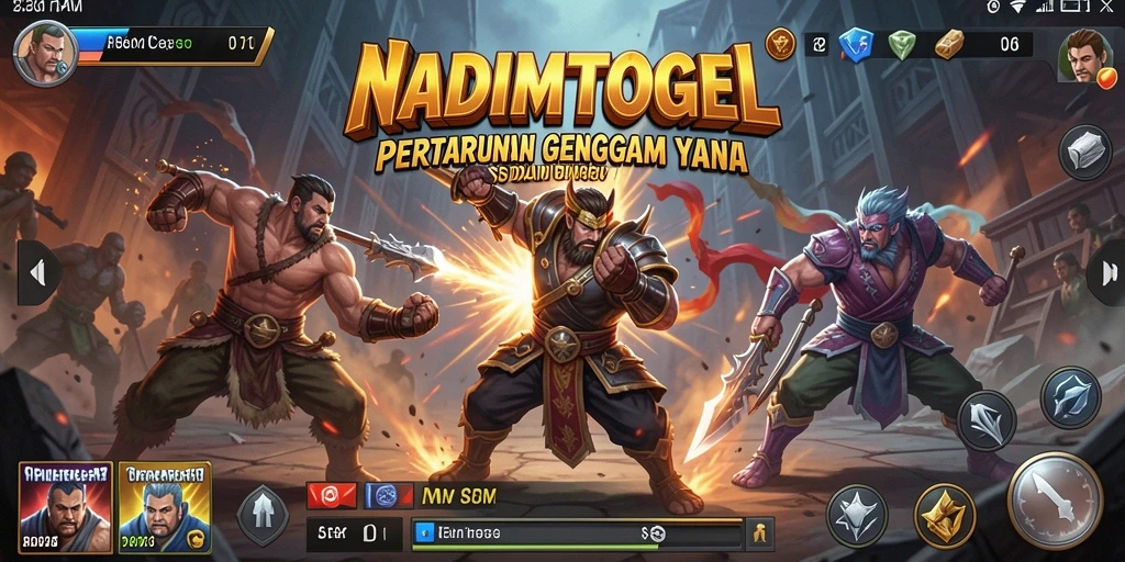 Tampilan gameplay NADIMTOGEL dengan pertarungan mendebarkan.