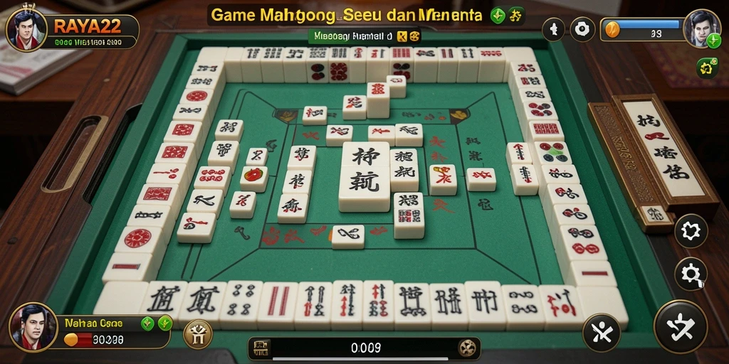 Tampilan gameplay RAYA22 yang menarik dan penuh tantangan Mahjong.