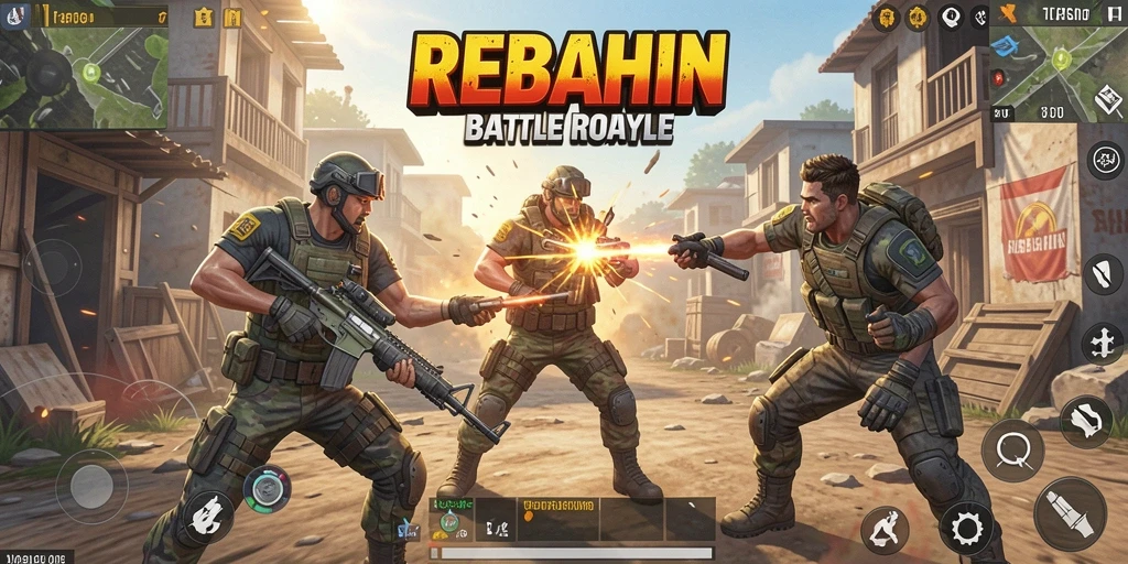 Tampilan seru gameplay Battle Royale di REBAHIN.