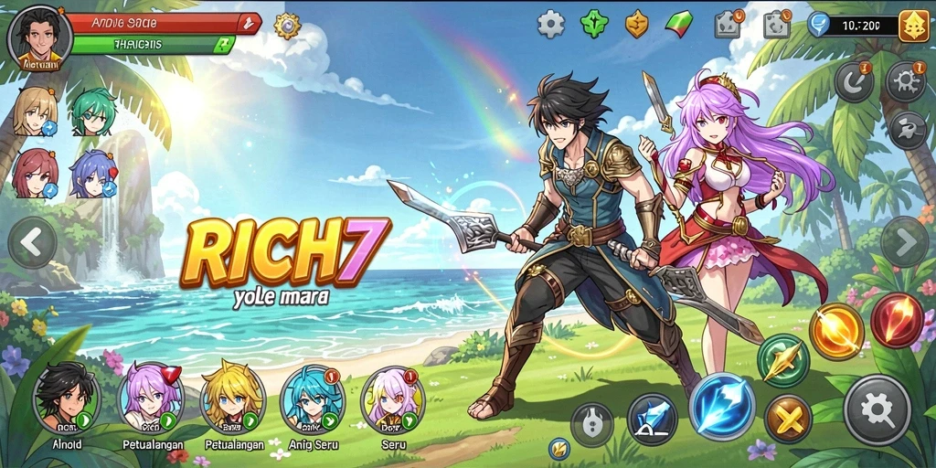 Tampilan gameplay RICH7 yang seru dan penuh warna.