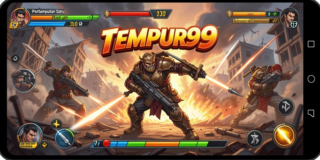 Tampilan gameplay seru di TEMPUR99 dengan pertempuran yang menegangkan.